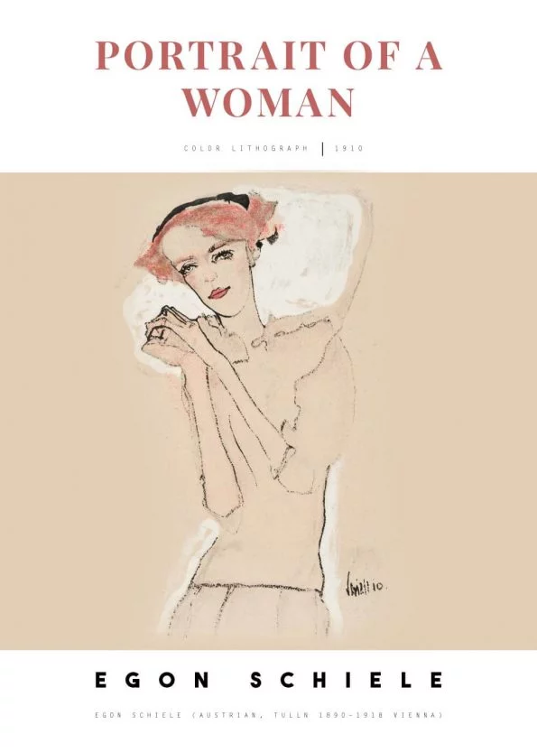 Selve tegningen på plakaten forestiller en slank kvinde med rødt hår og røde læber