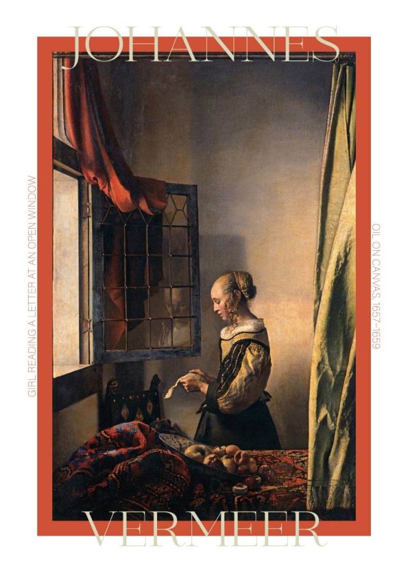 Museumsplakat med Johaness Vermeers maleri "Girl reading a letter"
