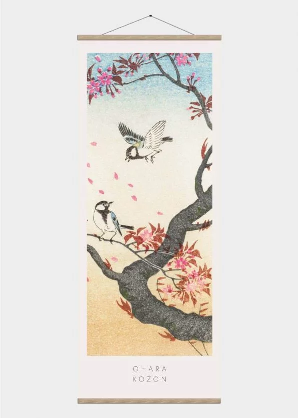 flyvende fugle i efterårs farver - japansk kunst plakat