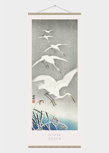flyvende fem storke - japansk kunst plakat