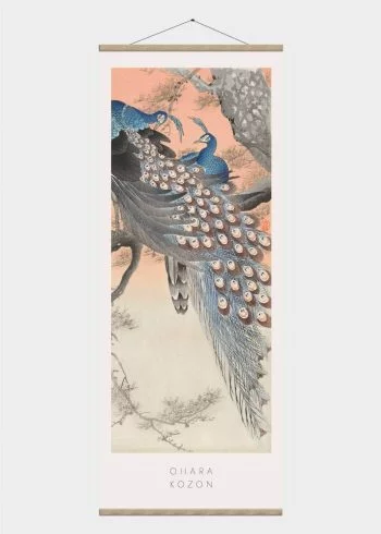 blå påfugl - japansk kunst plakat