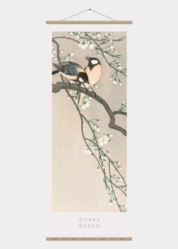 fugle i foråret - japansk kunst plakat
