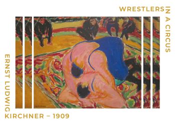 Wrestlers in a circus fin plakat af Ernst L. Kirchner fra 1909
