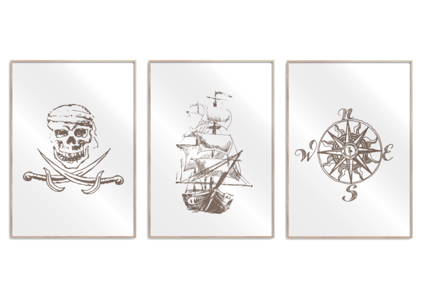 dødninghoved, piratskib og kompas