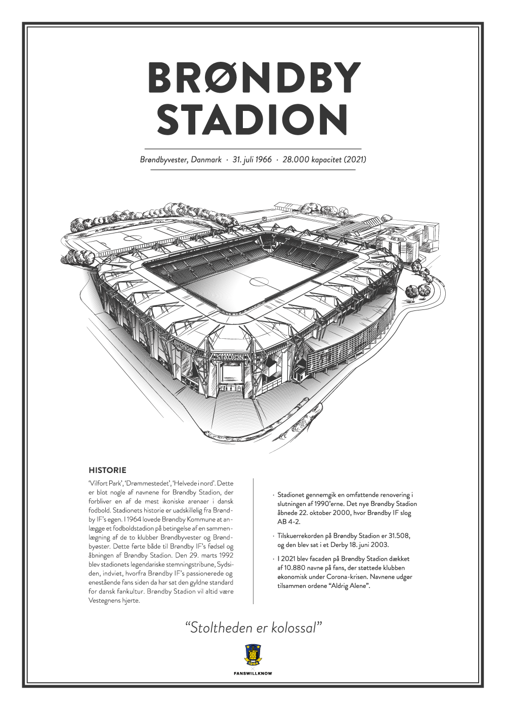 skulder Forkortelse passe Plakat | Brøndby Stadion - BIF arena | Stadion | Fodboldplakat